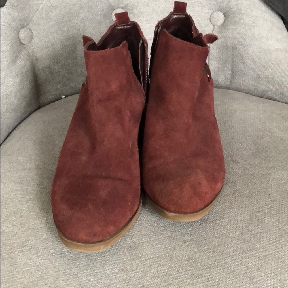 Wine colored suede booties